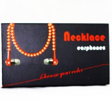 Наушники +микрофон Necklace  (гарнитура, бусы, картонная упаковка) red