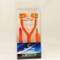 Наушники +микрофон Shoelace (гарнитура, шнурок картонная коробка) orange