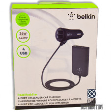 АЗУ Belkin F8M935 (7,2 A, 4* USB-2 встроеных + 2 выносных )(коробка) black