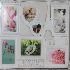 рамка 10*15 пластик Колаж (7 рамок, Love Paris)(біла)(18)