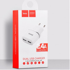 МЗП Hoco C12 (2,4 A, 2* USB. 12W)(коробка) white