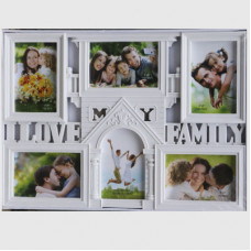 рамка 10*15 пластик Колаж (6 рамок, I LOVE MY FAMILY)(біла)(24) 35*50 см