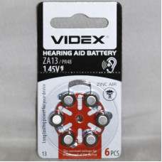 бат. Videx ZA13 (PR48) *6 (для слухових апаратів)(60)600)(3000) blister