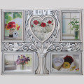 рамка 10*15 пластик Колаж (5 рамок, Серце, дерево)(срібло)(24) 42*34 см