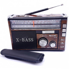 Радіо Golon RX-381 (MP3,3W, microSD, USB, LED ліхтар, 220V, 2*R20)(36) black-brown