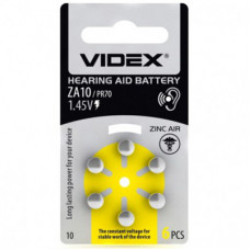 бат. Videx ZA10 (PR70) *6 (для слухових апаратів)(60)600)(3000) blister