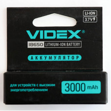 ак. Videx 18650 (3000 mAh, 3.7V)(з захистом)(20)(160) color box