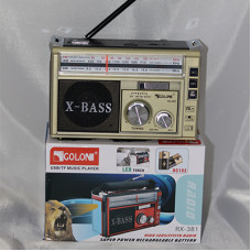 Радіо Golon RX-381 (MP3,3W, microSD, USB, LED ліхтар, 220V, 2*R20)(36) black- gold