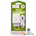 МЗП Hoco C72Q Glorious (QC3.0, 18W, 3A, 1*USB, кабель Type-C) white, blister