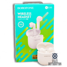 Наушники +микрофон Borofone BE49 Serenity TWS (стерео гарнитура, кейс с подзарядкой) white