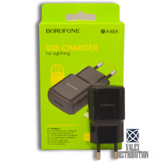 МЗП Borofone BA48A (2,1 A, 1*USB, кабель Lighting)(коробка) black