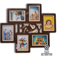 рамка 10*15 ДВП Колаж (6 рамок)(Baby)(темно-коричнева)(18) 57*50 см