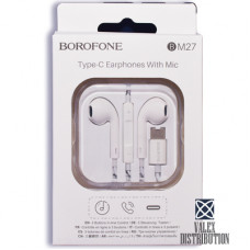 Навушники +мікрофон Borofone BM27 (гарнітура, картонна коробка, роз'єм Type-C) white