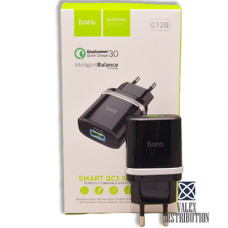 МЗП Hoco C12Q (QC 3.0,  3A, 18 W, 1*USB)(коробка) black