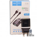 МЗП Hoco C12Q Smart QC3.0 (3 A, 18W, 1*USB, кабель microUSB)(коробка)(10) black