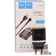 МЗП Hoco C12Q Smart QC3.0 (3 A, 18W, 1*USB, кабель microUSB)(коробка)(10) black МЗП Hoco C12Q Smart QC3.0 (3 A, 18W, 1*USB, кабель microUSB)(коробка)(10) black